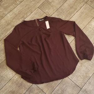 New York & Co. long sleeve Burgundy Blouse NWT